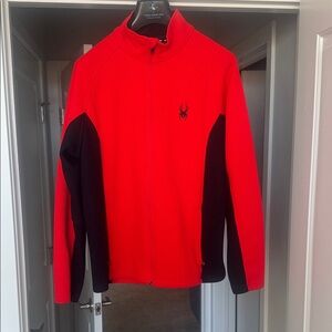 Men’s Spyder Foremost Red and Black Full-Zip Sweater, Size Large